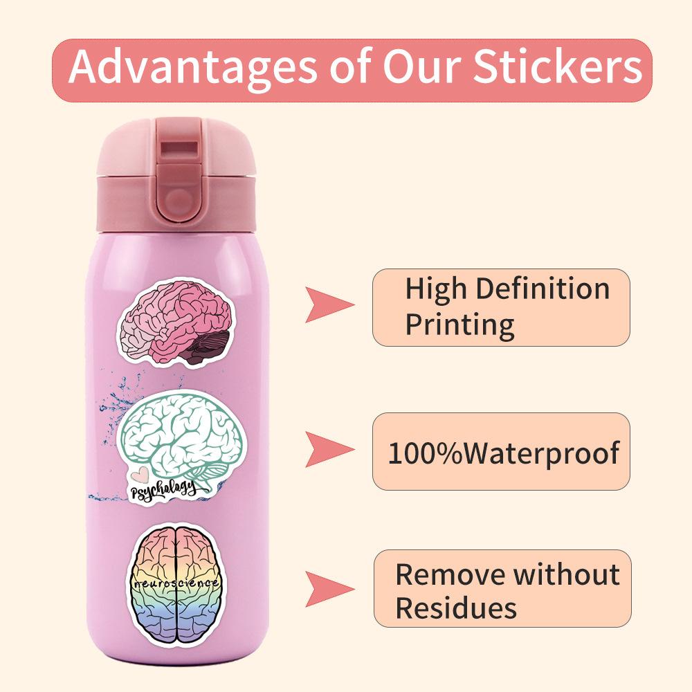110 New Brain Colorful Brain Decals  Decorative Suitcase Notebook Water-Repellent Decals Premium Durable
