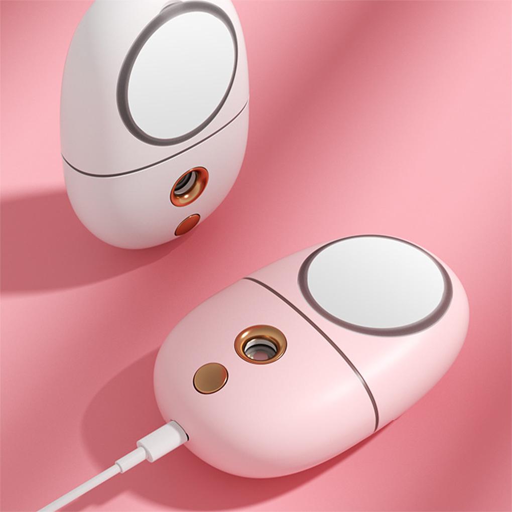 35ML Humidifier Mist Spray Steam Handheld USB Operated Nanometer Little Bear with Cosmetic Mirror for Travel Home Use