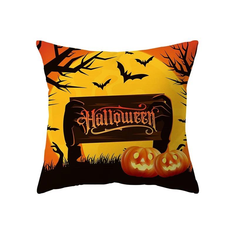 Halloween Theme Pillow Cover Car Office Living Room Sofa Halloween Pumpkin Lantern Decoration Pillow Cover