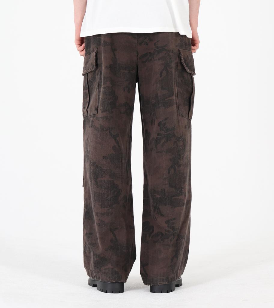 Beoteunseoul One-Pleat Cargo Pigment Washed Cotton Pants (Dark Gray)