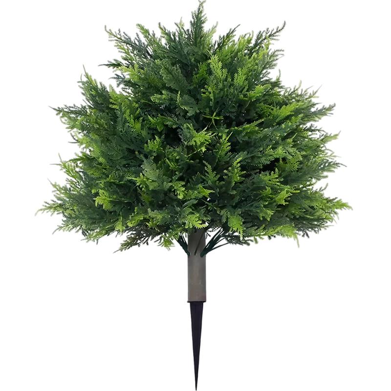 1PC Artificial Cedar Topiary Ball Trees Outdoor Plastic Faux Cypress/Pine Bushes Garden With Ground Spike Realistic 45cm