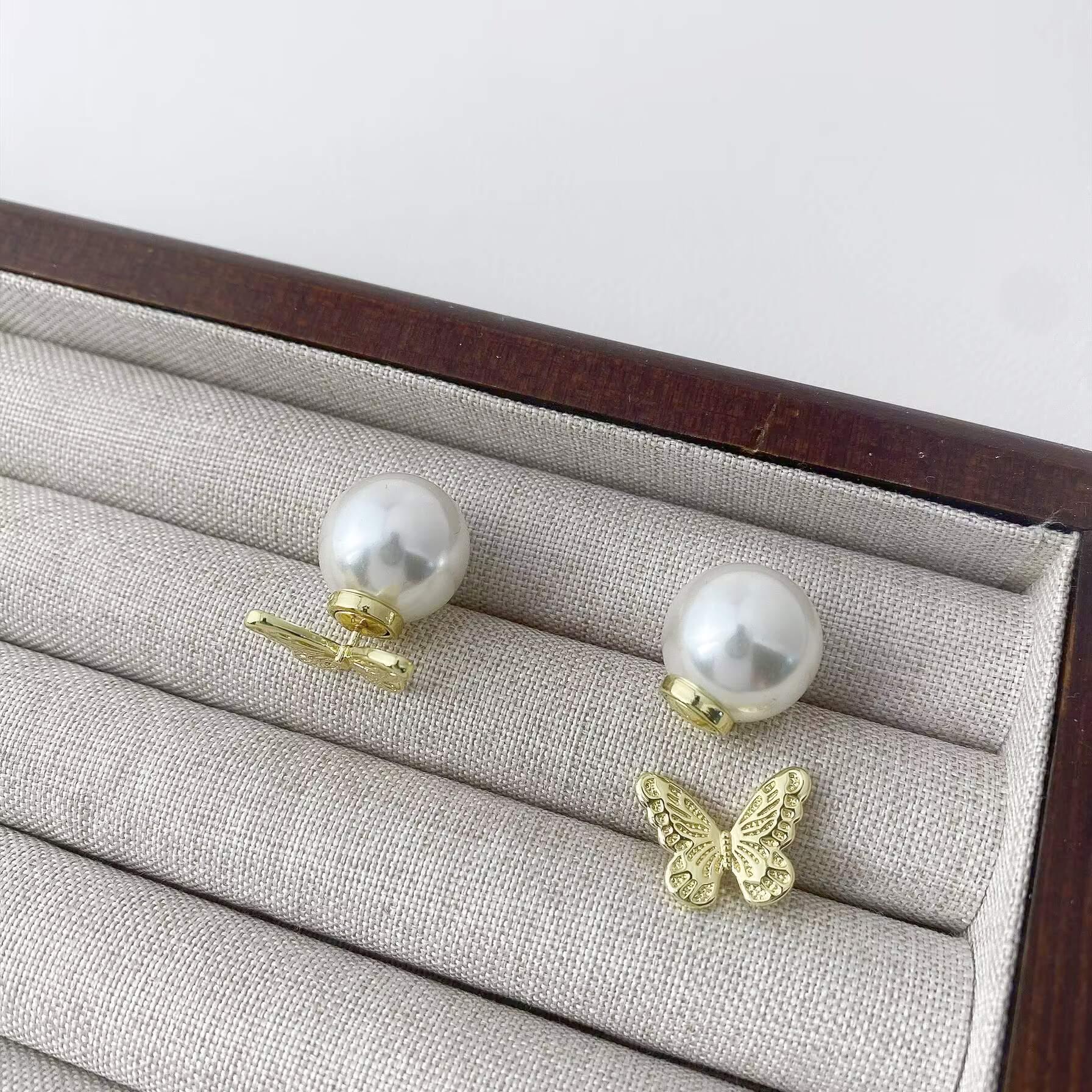 Elegant Silver Butterfly Pearl Versatile Stud Earrings - Retro Luxury Ear Accessories