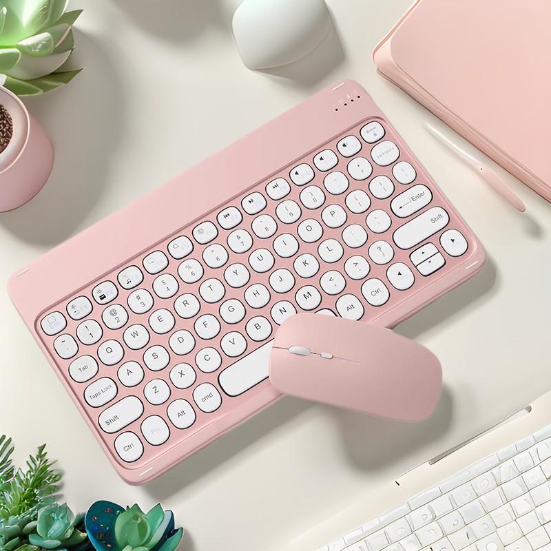 Wireless Bluetooth Keyboard with Round Keycaps for Apple & Huawei Tablets/Phones