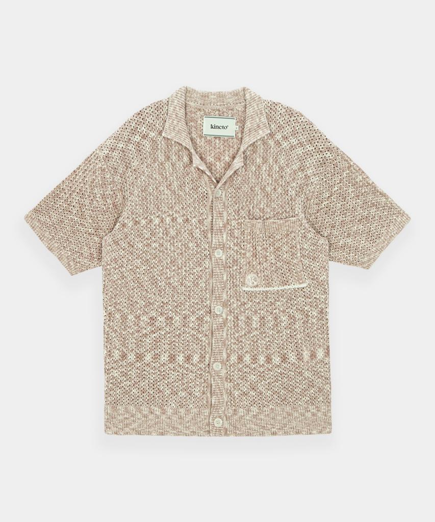 KINETO Twist Two-Tone Knit Shirt_Beige