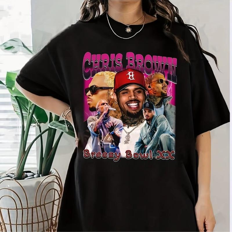 2025 Cotton Shirt Chris Brown Breezy Bowl XX Tee Unisex Graphic Shirt for Chris Brown Fans Perfect Gift Cb Tour