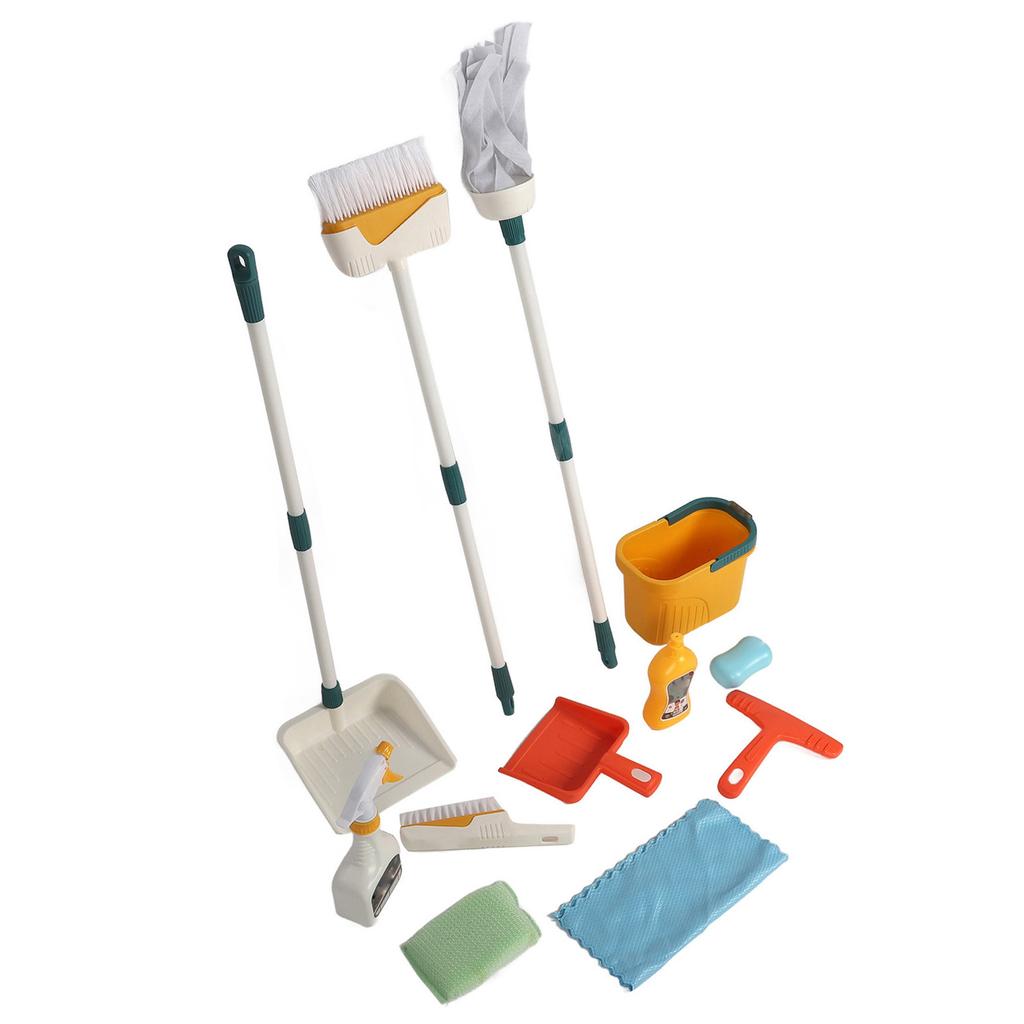 Set de curățenie pentru copii Cărucior de curățenie de jucărie Jucării de menaj Set mătură și mop pentru copii mici