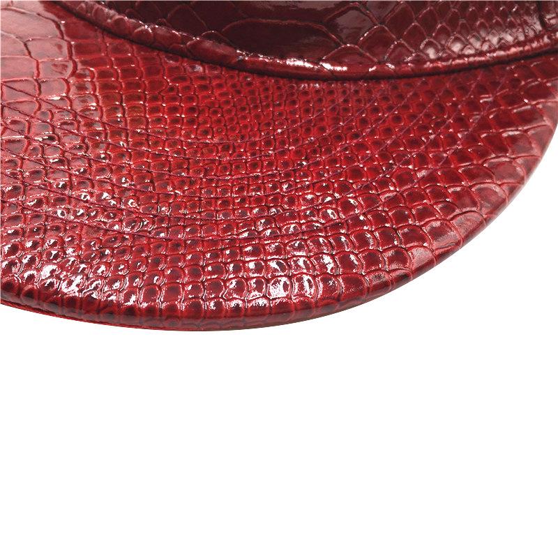 Crocodile Grain Hip Hop Baseball Cap with Rhinestone PU Leather Brim