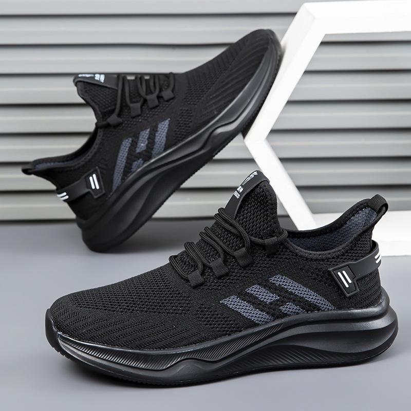 New Fly-woven Breathable Mesh Men's and Women's Casual Shoes, One-pedal Middle-aged Walking Shoes, Lightweight and Ultra-light Running Shoes