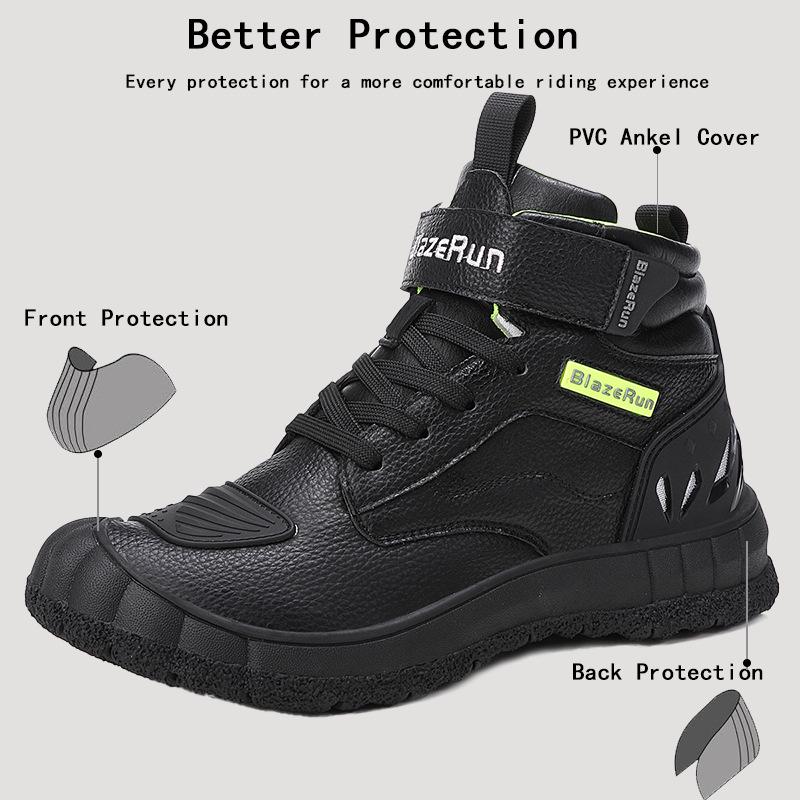 Men's Non-Slip Motorcycle Riding Boots with Rubber Sole and Microfiber for Protection.