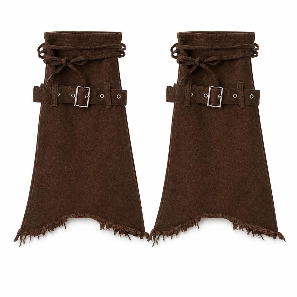 Frayed Flared Leg Warmers Adjustable Buckle Boot Cuffs Punk Denim Leg Warmers Boots Accessories