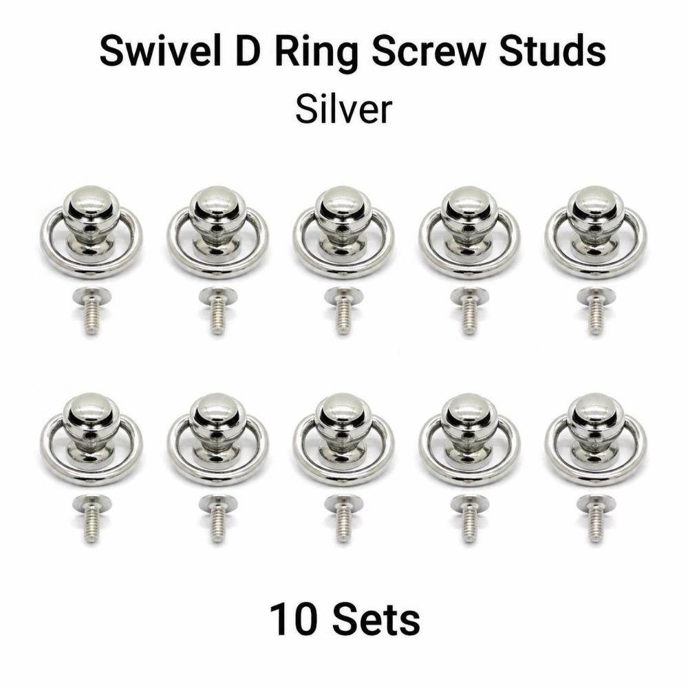 10pcs Matte D Ring Rotatable Stud Rivets Screws Fashion Stud Screw Kit Wallet