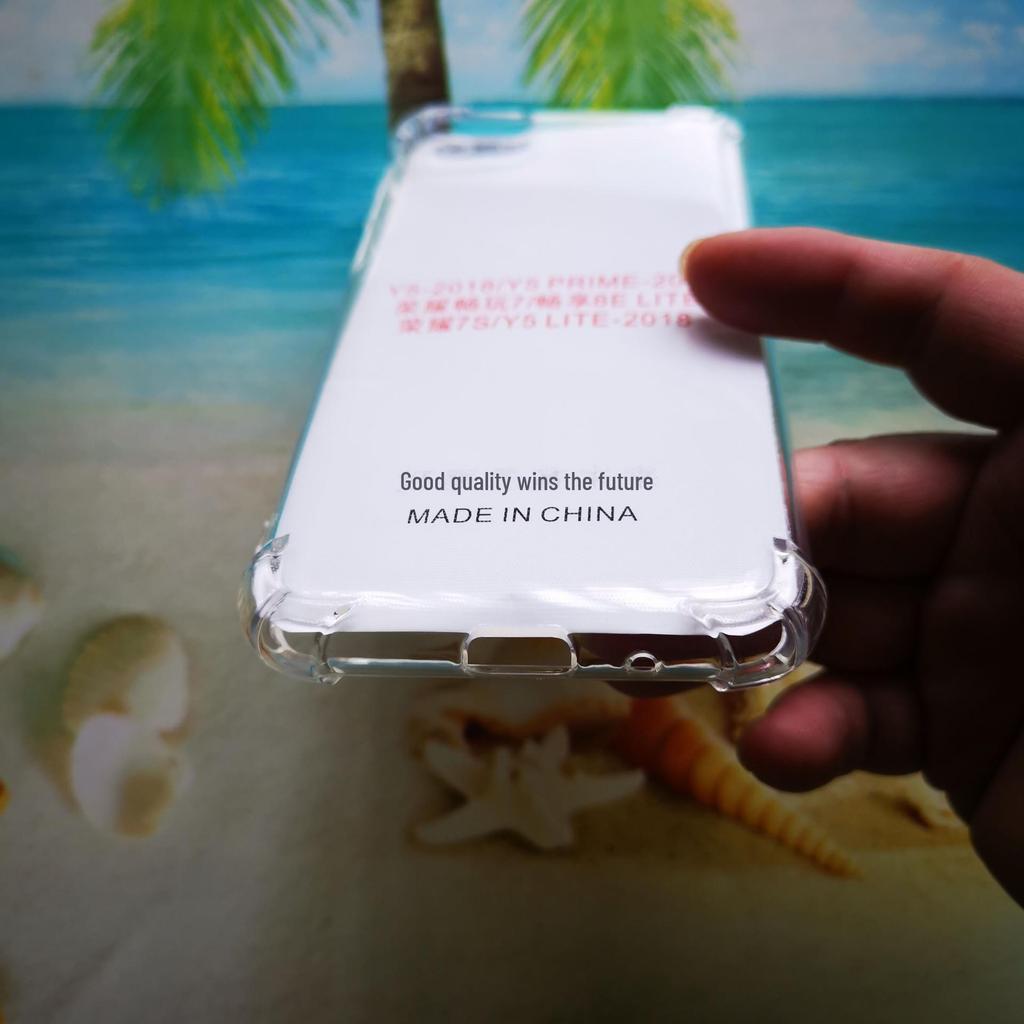 Y5 2018 Průhledné TPU pouzdro na telefon odolné proti pádu se šňůrkou