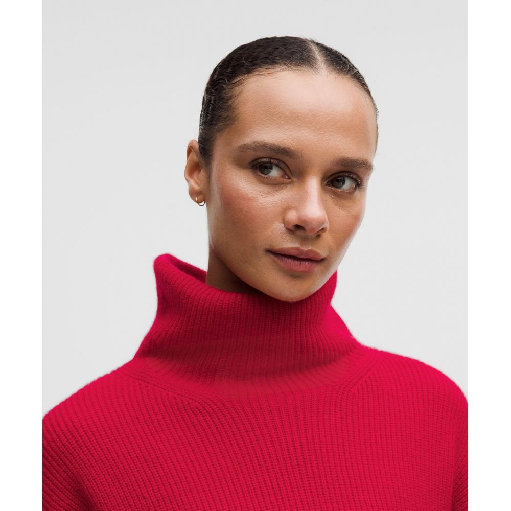 Lululemon Oversized Cashmere Funnel Neck Sweater Dark Red