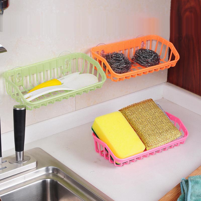 Multifunksjonell Slitesterk Sugekopp Oppvasksvampholder Hengende Oppbevaringsstativ Dreneringsstativ Vaskhylle Kjøkkentilbehør