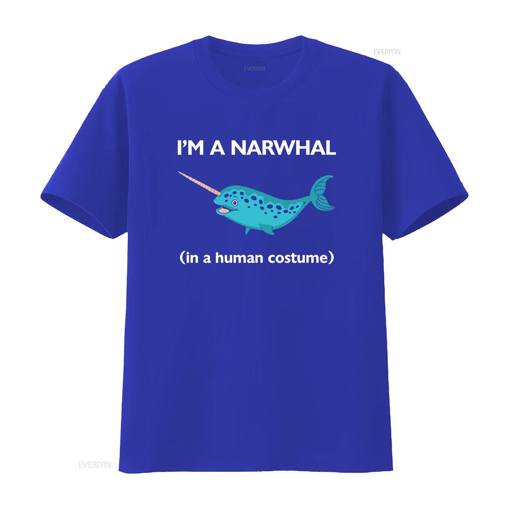 Funny I Am A Narwhal In Human Costume Fish Sea Ocean T Shirt Vintage Washed Casual Soft Stretched Comfortable Breathable