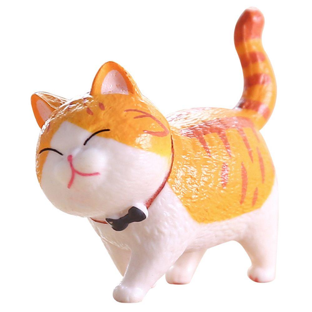 Ornament Funny Design With Bowknot Simulation Animal Model Cartoon Cat Figurine Mini Kitten Statue