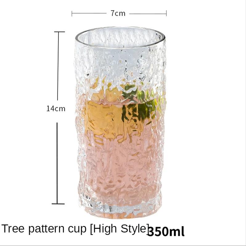 

Japan Style Tree Pattern Glass Household Beautiful Water Cup Tea Cup Simple Translucent Golden Edge Creative Whiskey Beer Glass 301-400ml