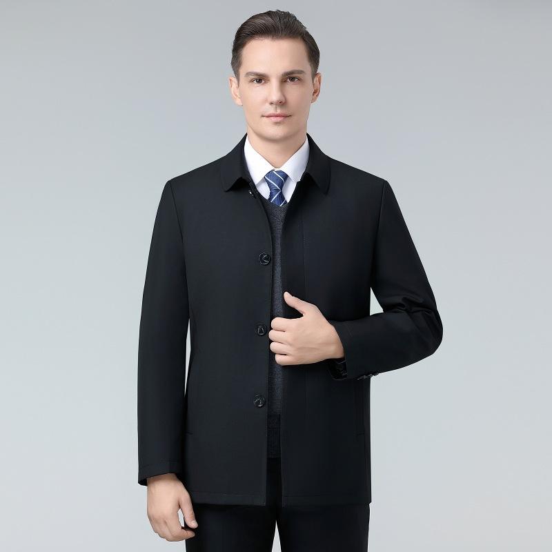 New Down Jacket for Men's Winter Mid-length Style Can Be Removed Inward Liner Daddy's Clothing Business Lapel Thermal Jacket