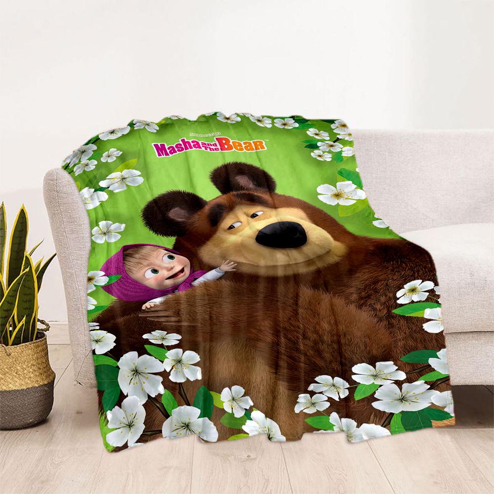 Masha Bear Blanket Durable Comfort Great for Picnics Bedding Seaside for All Seasons Stylish Decor Suitable for Gifting Relatives and Friends