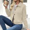 Women's Long Sleeve Jacket Zip Up Lapel Collar Casual Outerwear Coat