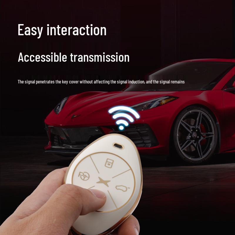 Gold-Edged Key Shell for Xiaopeng P7 2021 & G3 2020 - Fashionable Unisex Car Key Cover