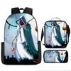 Halloween Backpack Pumpkin Ghost 3-Piece Set Schoolbag Kids Shoulder Bag Cute Bookbag for Boys Girls