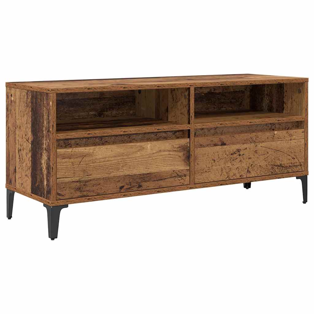 TV Stand Rustic Wood Look 100 x 34.5 x 44.5 cm Engineered Wood and Iron