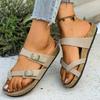 Fashion Summer Beach Clip Toe Wedge Slippers Women Fashion Double Buckle Cork Flat Slides Woman Stylish Weightlight Slip On Slides Mujer