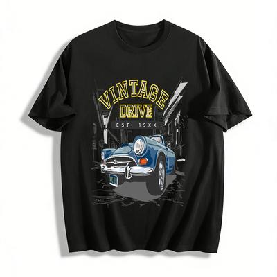 Vintage Drive Classic Car Print Casual Unisex T-Shirt Pure Cotton T-shirt