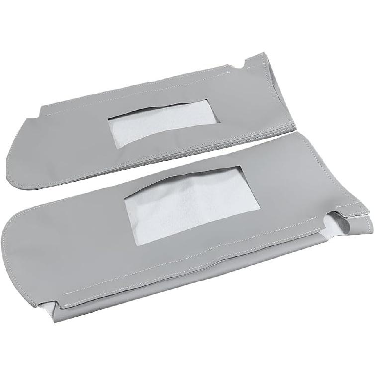 Car Sun Visor Cover Pair Gray, Leather Sun Visor Replacement Cover for Chevy Tahoe Suburban Yukon 1995-1999,(Skin Only)