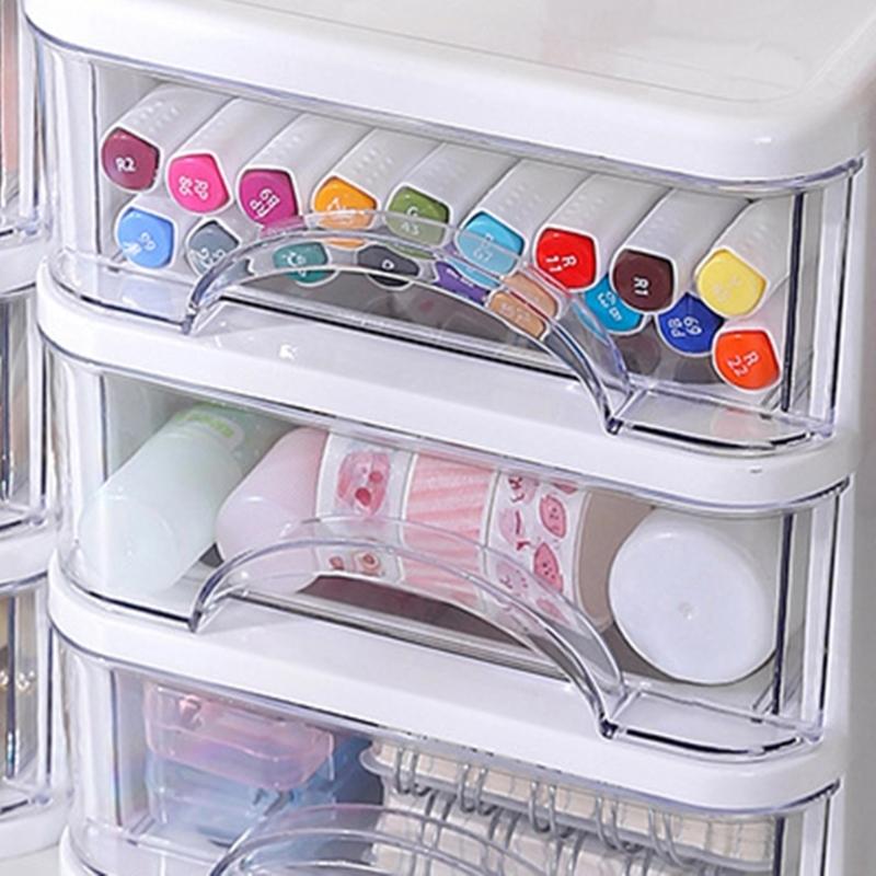 Clear Storage Organizer Desk Organizer with Drawers Plastic Stationery Organizer Makeup Organizer Storage Box for Office