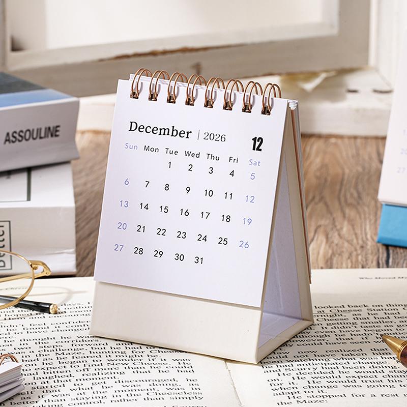 2026 Simple Calendar Small Desk Calendar Creative Coil Calendar Planner Desktop Decoration Office Stationery