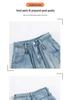 Women's High-Waisted A-line Denim Shorts with Lace Trim