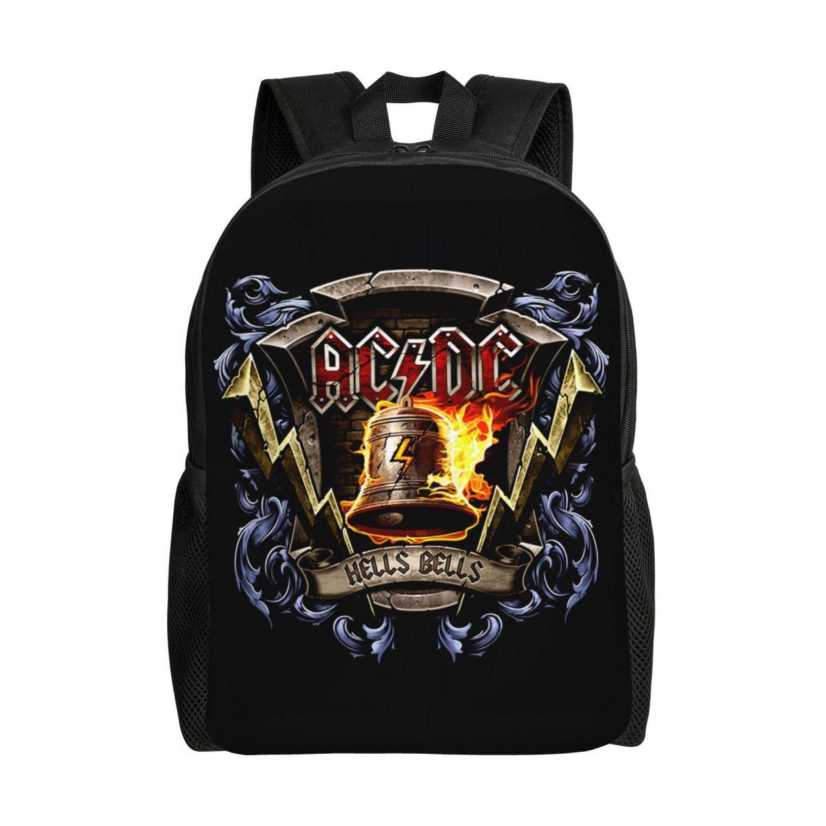Hells Bells AC DC Rucksäcke für Damen Herren Wasserabweisend College Schule Vintage Rock Tasche Druck Buchrucksäcke 16 inches