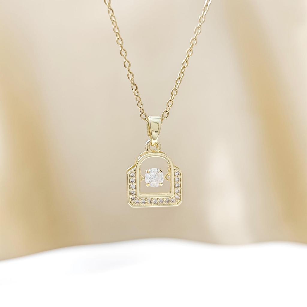 Elegant Love Lock Pendant Necklace for Women - High-End Luxury Clavicle Chain, Versatile Square Design