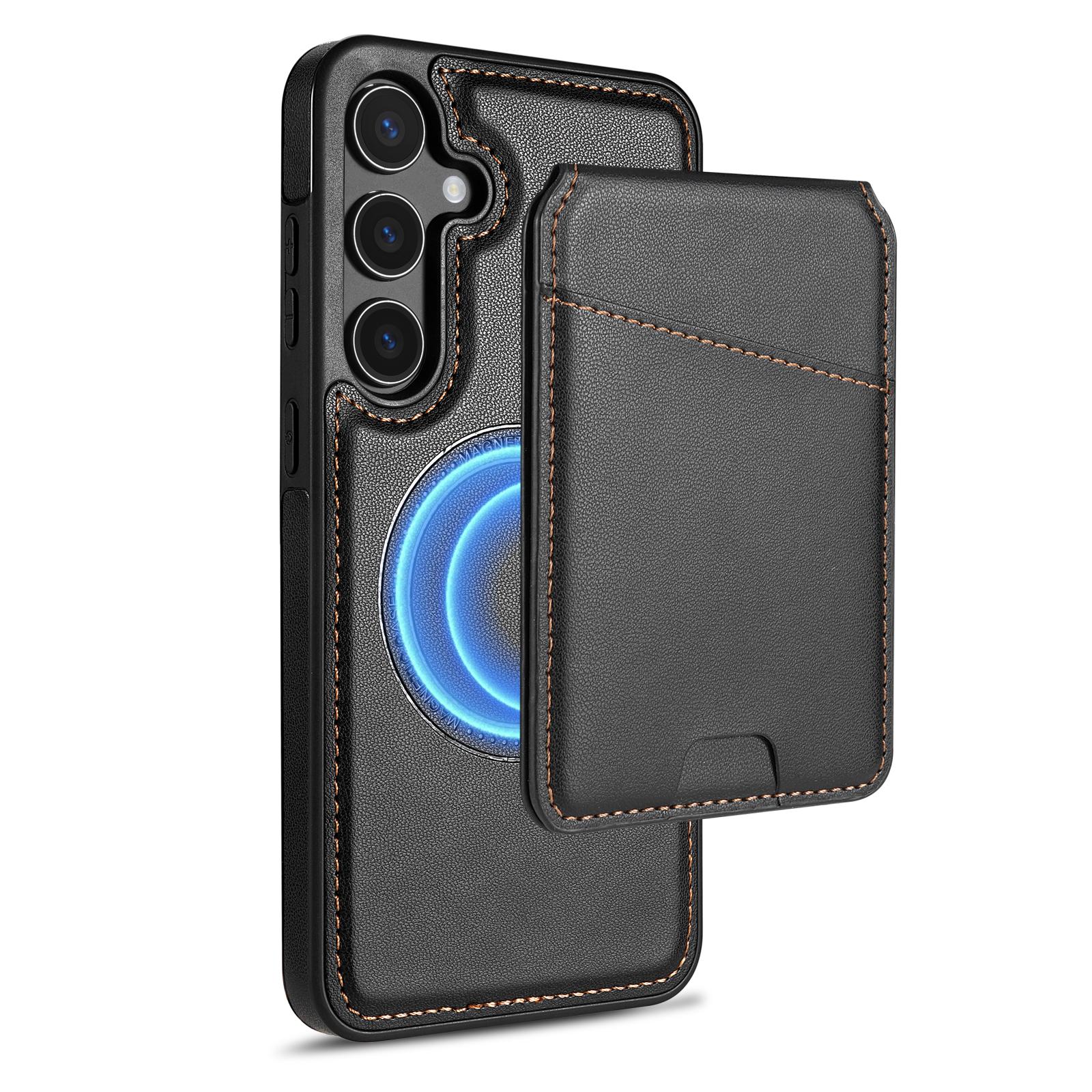 For Samsung Galaxy S25+ Magnetic Case Detachable Card Holder Kickstand Leather Phone Back Cover A