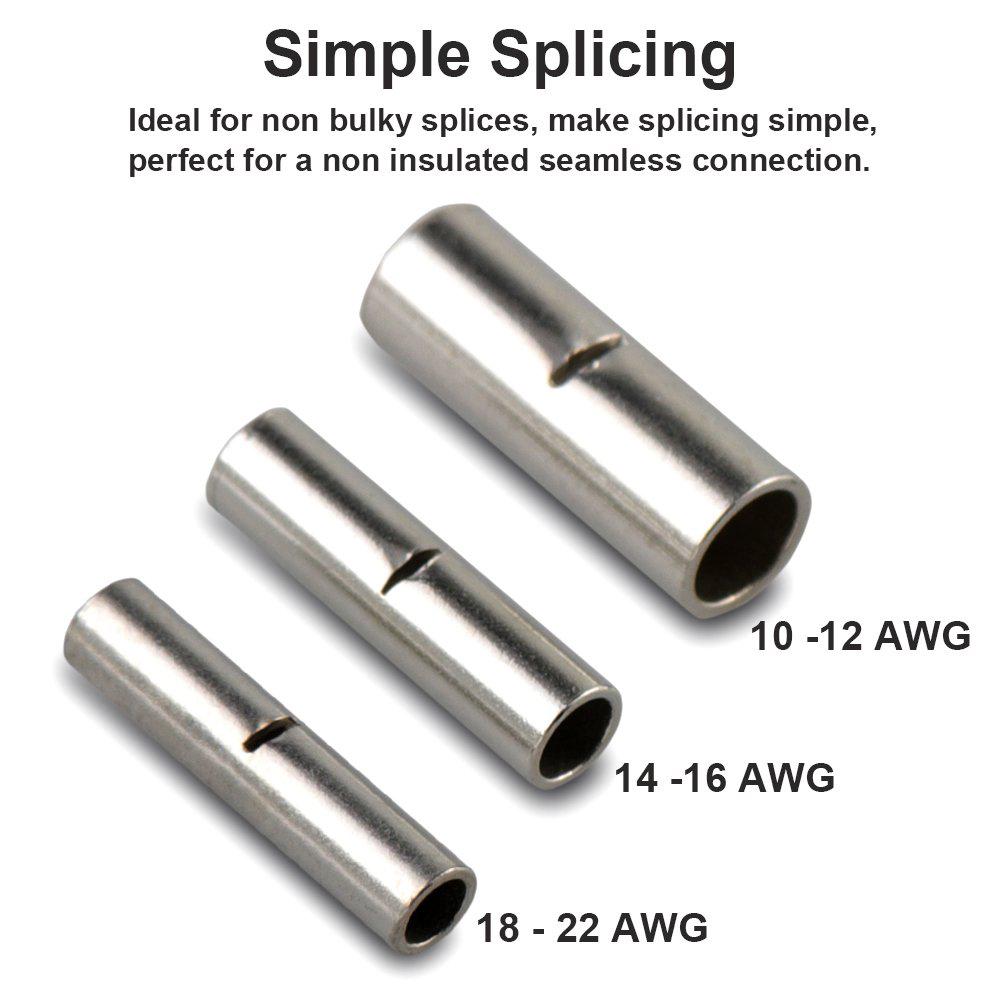 AWG Gauge Wire Butt Terminals 220Pcs Non-Insulated Connectors Assortment Kit