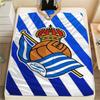 1Pc Real Sociedad Print Flannel Blanket, High Quality Comfortable for All Seasons, Home Decor, Warmth and Comfort, Perfect for Christmas Gifts