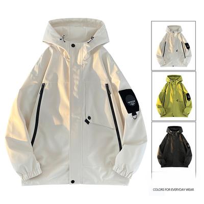 Outdoor Bergsteigerjacke, Herren Frühling und Herbst Trendmarke Kapuzenjacke, Herren Japanische Arbeitskleidung, Freizeit-Oberteile