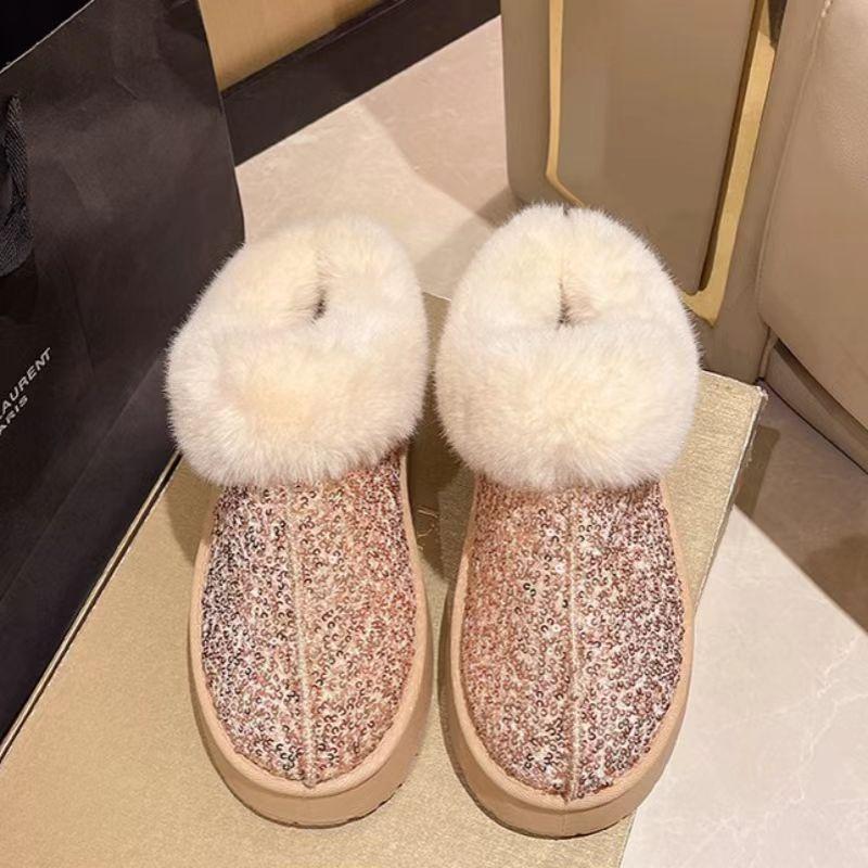 Winter New Fur Integrated Foreign Trade Large Size Fashion Thick-soled Snow Boots Northeast Thickened Cotton Shoes Short Boots