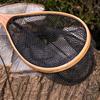 Mini Landing Dip Net Tear Resistance Wood Handle Dense Hole Fish Dipping Net for Angling