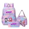 Girls' Group Printed Backpack, Teenage Girl Student Schoolbag, Children'S Large-Capacity Schoolbag Three-Piece Set