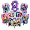 Hot Kpop Demon Hunters Number 1-9 Foil Balloon Set, Full Cast Themed Balloons Birthday Party Decorations Photo Prop New