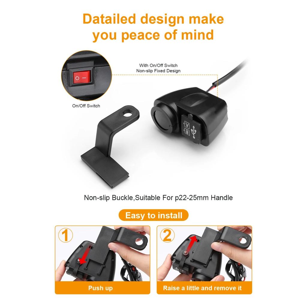 Nabíječka telefonu na motorku Digitální displej 36W QC3.0 Duální USB Rychlá nabíječka Adaptér voltmetru a teploměru pro mobilní telefon