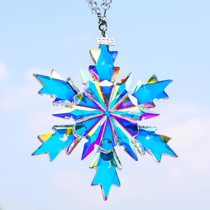 Cross-border Exclusive Snowflake 4 Christmas Tree Pendant 2025 Artificial Crystal Car Hanging