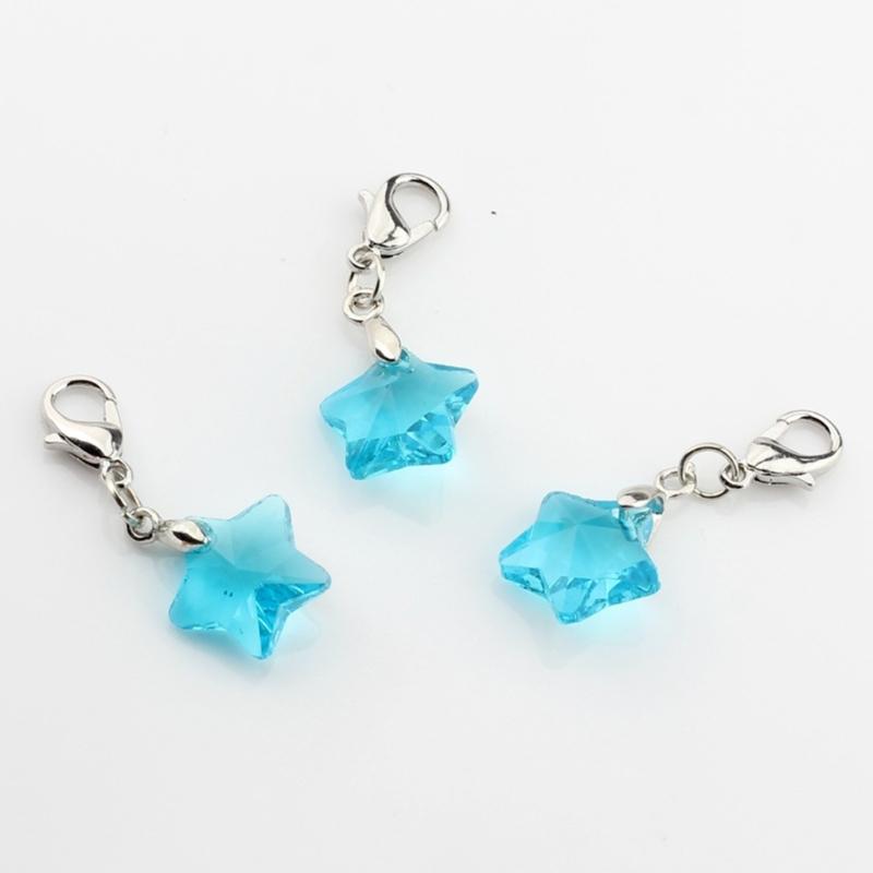 Five-Pointed Star Crystal Beads Tassels Charm Lobster Clasp Pendant for DIY Keychain Necklace Jewelry Making Tool