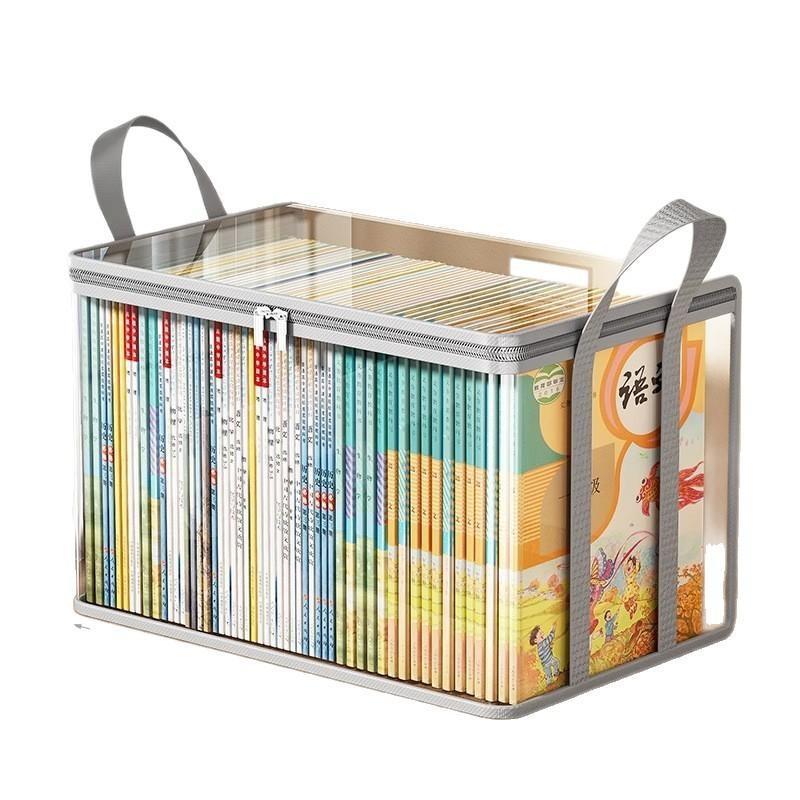 Clear Book Storage Bag Large Capacity Zipper Closure Sturdy Handles for Art Craft Supplies Stationery Organizer