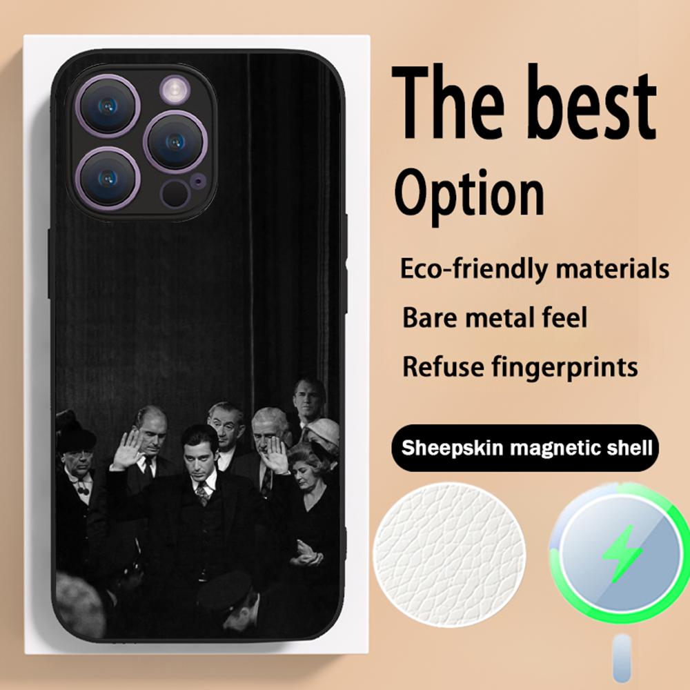 The Godfather Classic Movie Posters Phone Case For iPhone 16 15 14 13 12 11 Plus Pro Max High-end Luxury Magsafe Sheepskin