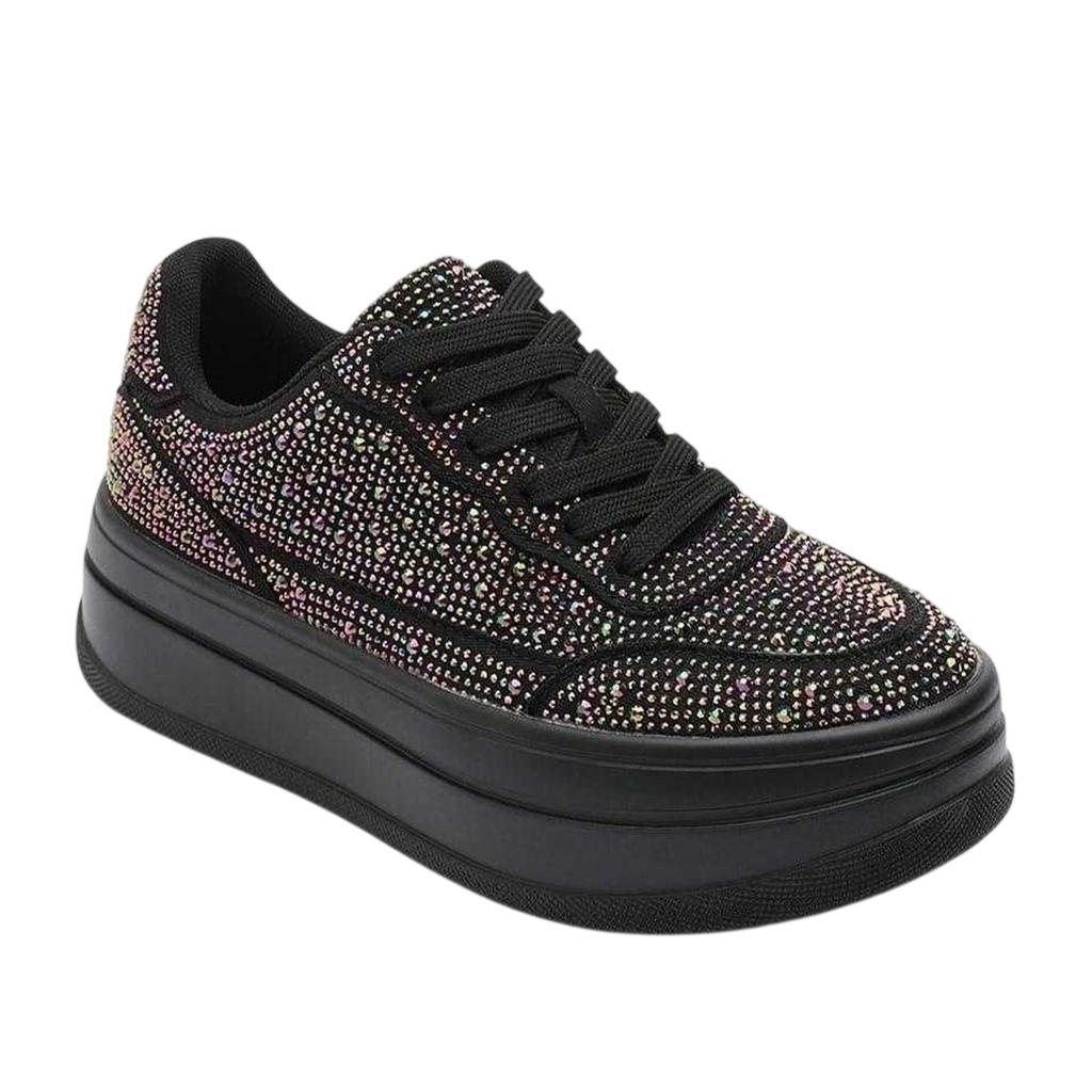 Where's That From Womens/Ladies Diamante Wedge Trainers