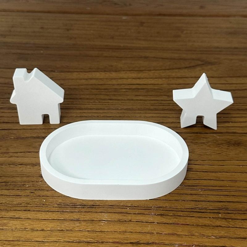 Silicone Moulds Candlesticks Resins Molds Oval Candle Holder Tray Molds DIY Concrete Castings Mould Crafts Decorations